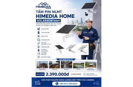 Tấm pin nlmt HIMEDIA Solar40w14ah cho camera camera 40W 14AH 12V Size :530*350*17（mm), dùng 24h. Bh 12T